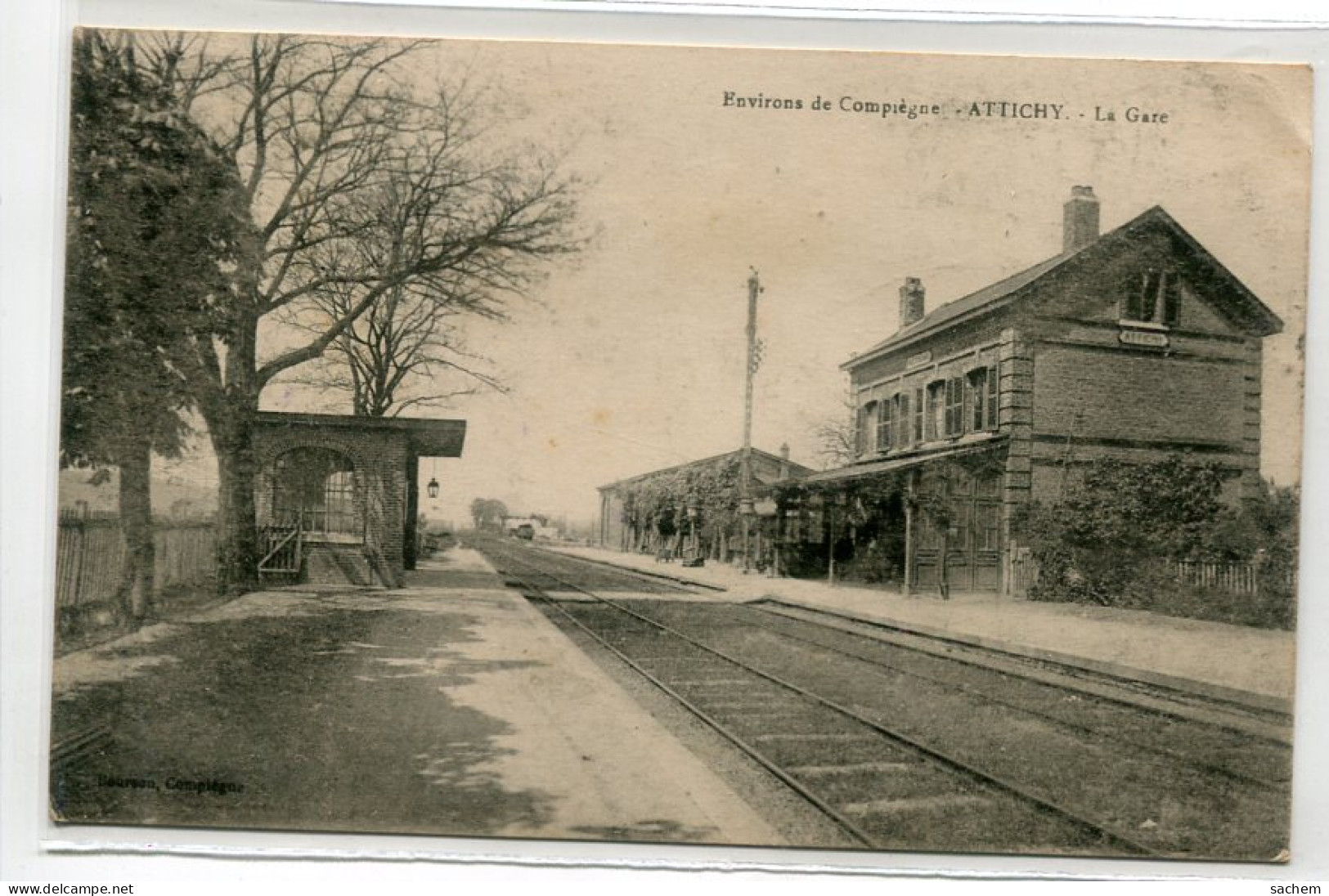 60 ATTICHY Interieur Gare Des Voyageurs Quais Voies De Chemin De Fer écrite 1926  Edit Bourson  D14 2022  - Attichy