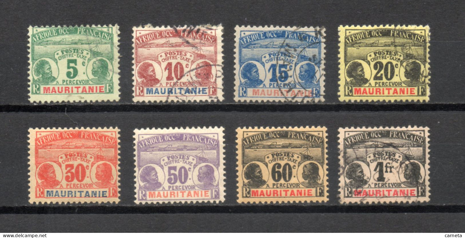 MAURITANIE  TAXE  N° 9 à 16   OBLITERES + NEUFS AVEC CHARNIERES    COTE 108.70€   MEDAILLONS   VOIR DESCRIPTION - Used Stamps