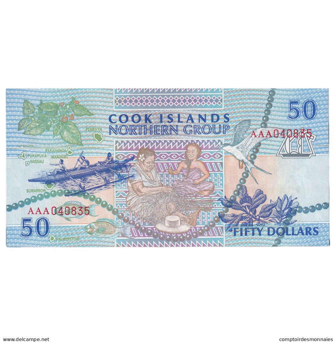 Billet, Îles Cook, 50 Dollars, 1992, Undated, KM:10a, NEUF - Isole Cook