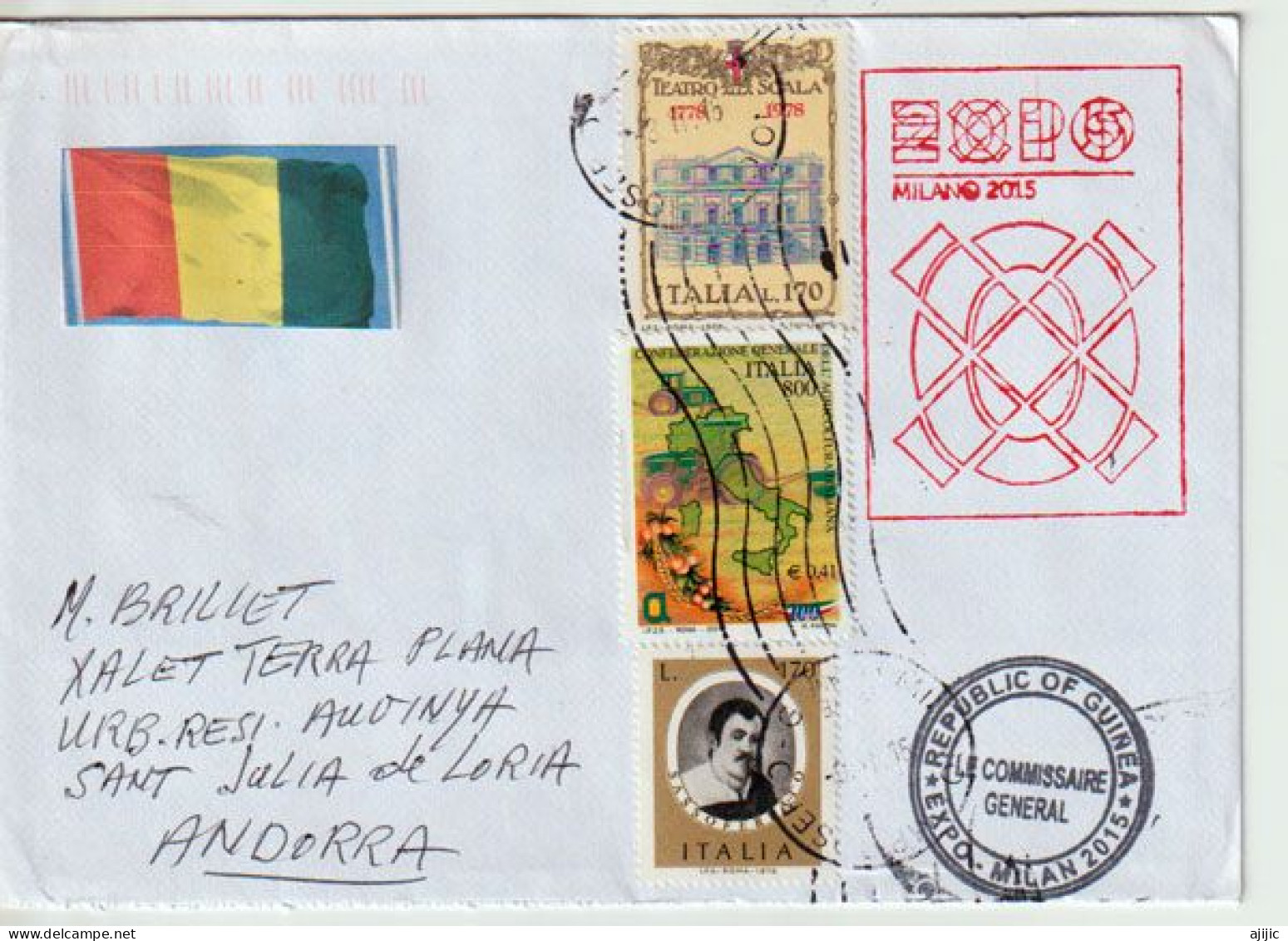 République De Guinée (CONAKRY), EXPO MILANO 2015,lettre Du Pavillon Guinéen, Avec Tampon Officiel EXPO MILANO - 2015 – Mailand (Italien)