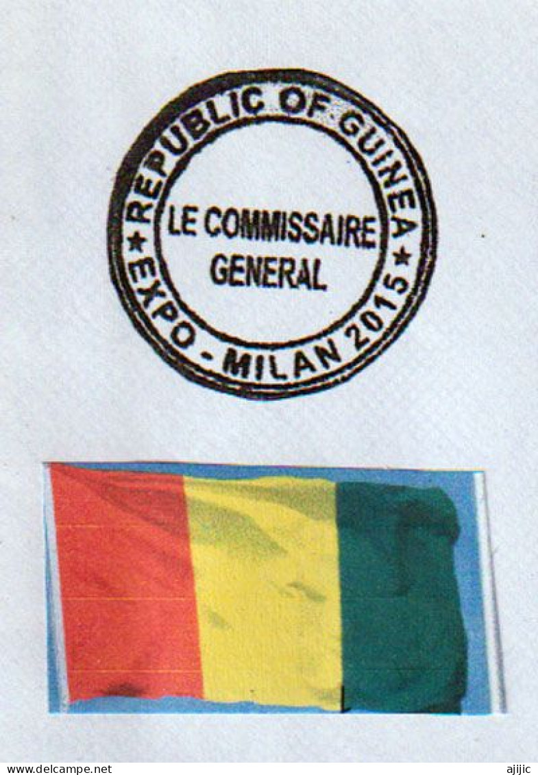 République De Guinée (CONAKRY), EXPO MILANO 2015,lettre Du Pavillon Guinéen, Avec Tampon Officiel EXPO MILANO - 2015 – Milan (Italie)
