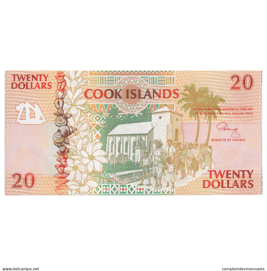 Billet, Îles Cook, 20 Dollars, Undated (1992), KM:9a, NEUF - Islas Cook