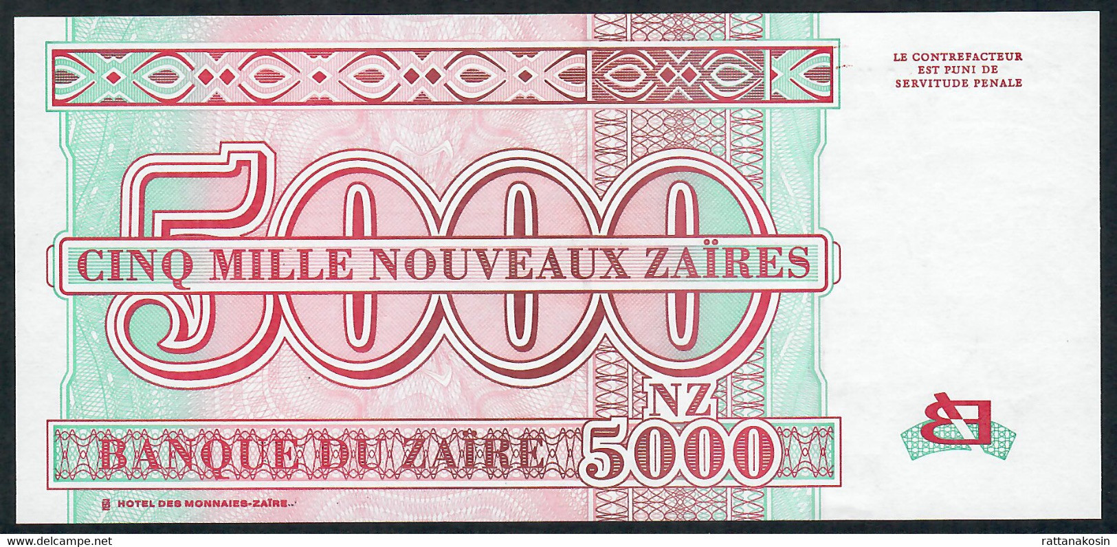 ZAIRE P69 5000 ZAIRES 30.1.1995 #DA/U       UNC. - Zaire