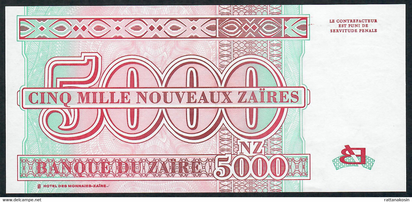 ZAIRE P69 5000 ZAIRES 30.1.1995 #DA/U       UNC. - Zaïre