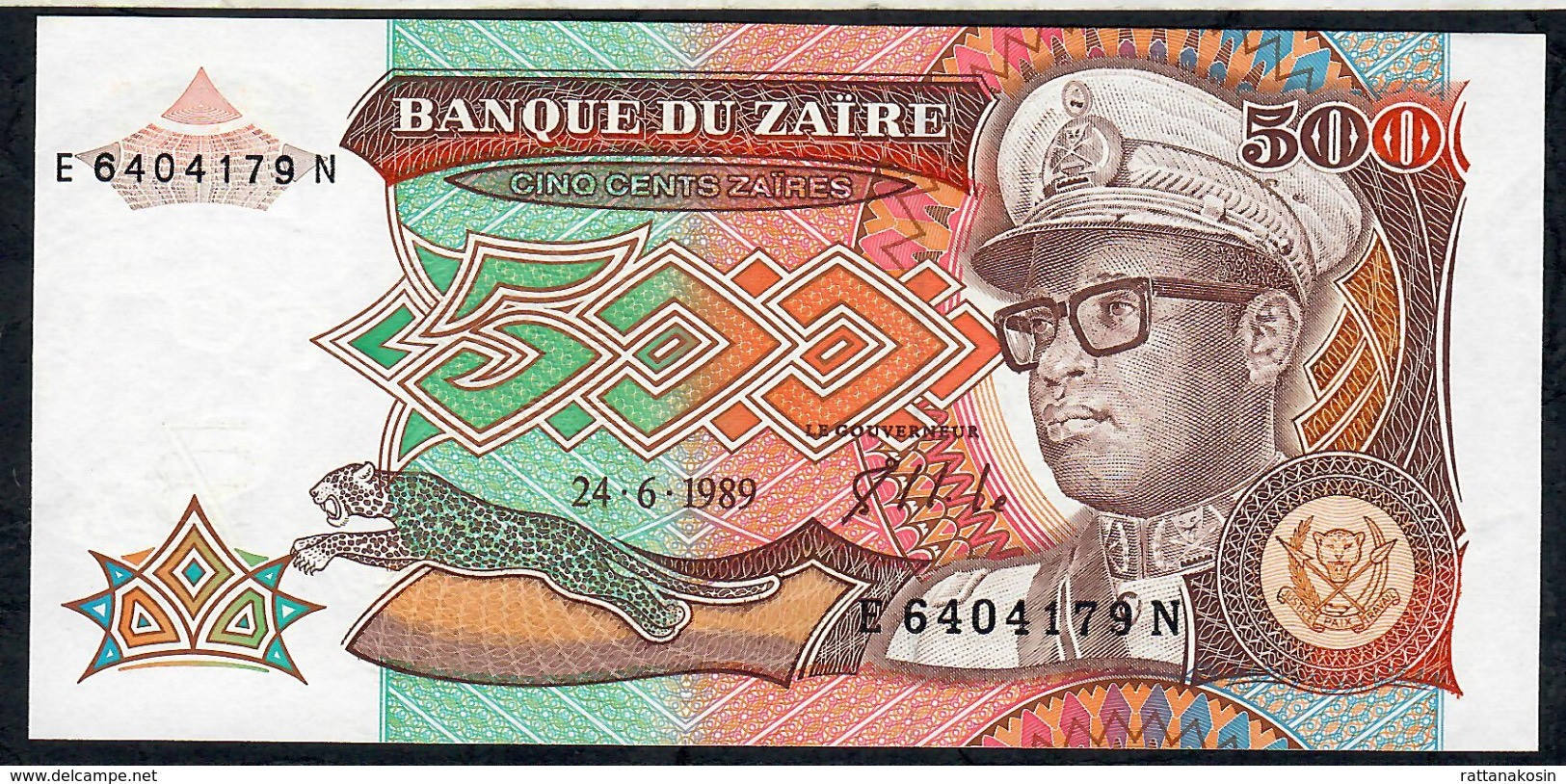 ZAIRE  P34 500 ZAIRES 1989 #E--N Signature5   UNC. - Zaïre