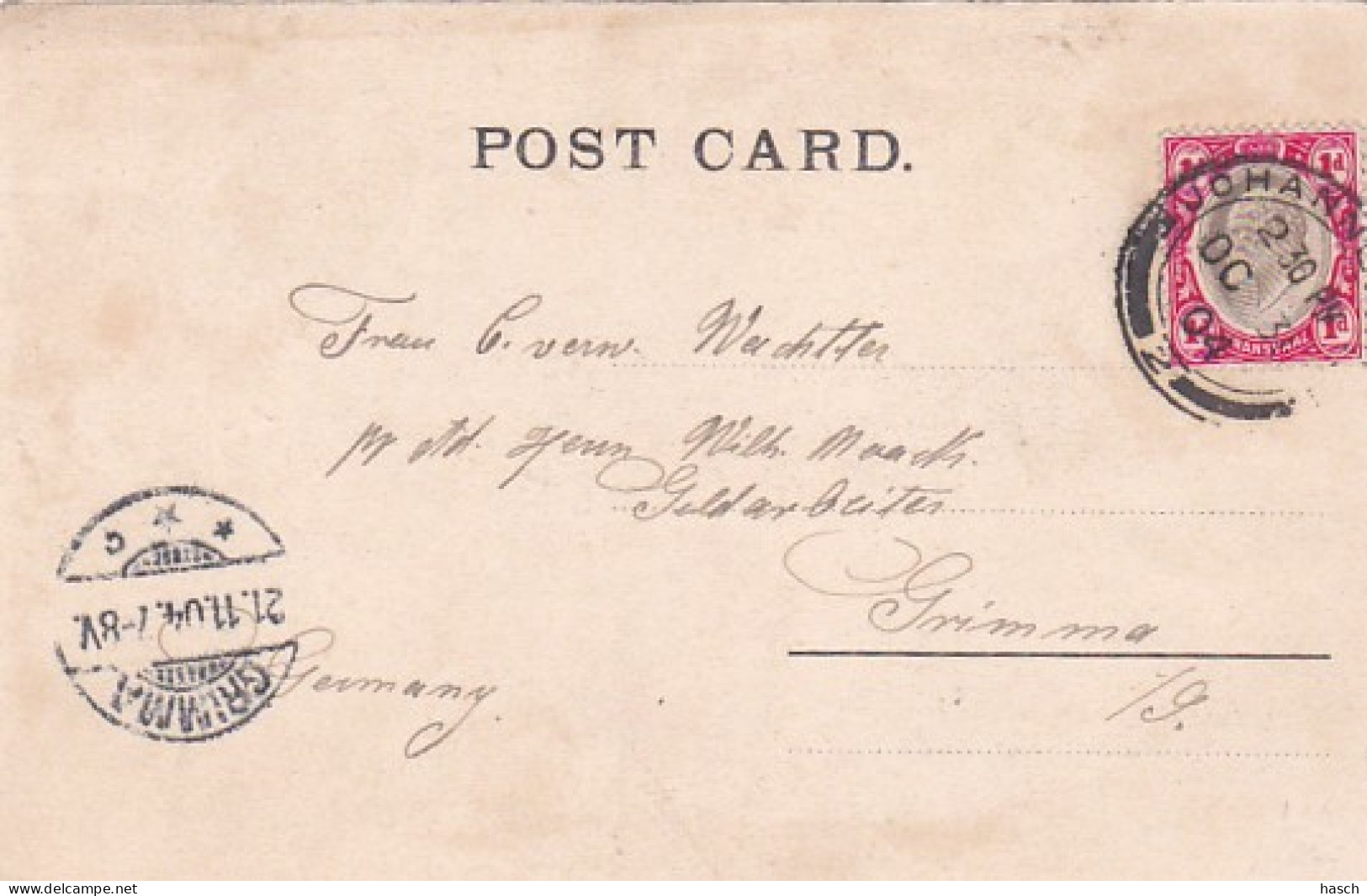 482380Johannesburg, Commissioner Street. (postmark 1904)(back Starts To Release) - Afrique Du Sud