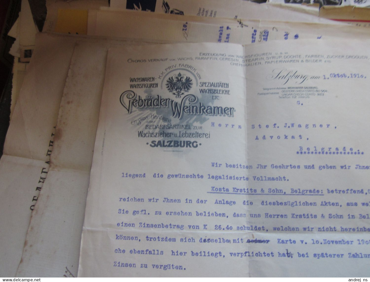 Salzburg KK Priv Fabrik Wachswaren Spezialitaten Gebruder Weinkamer 1910 - Autriche