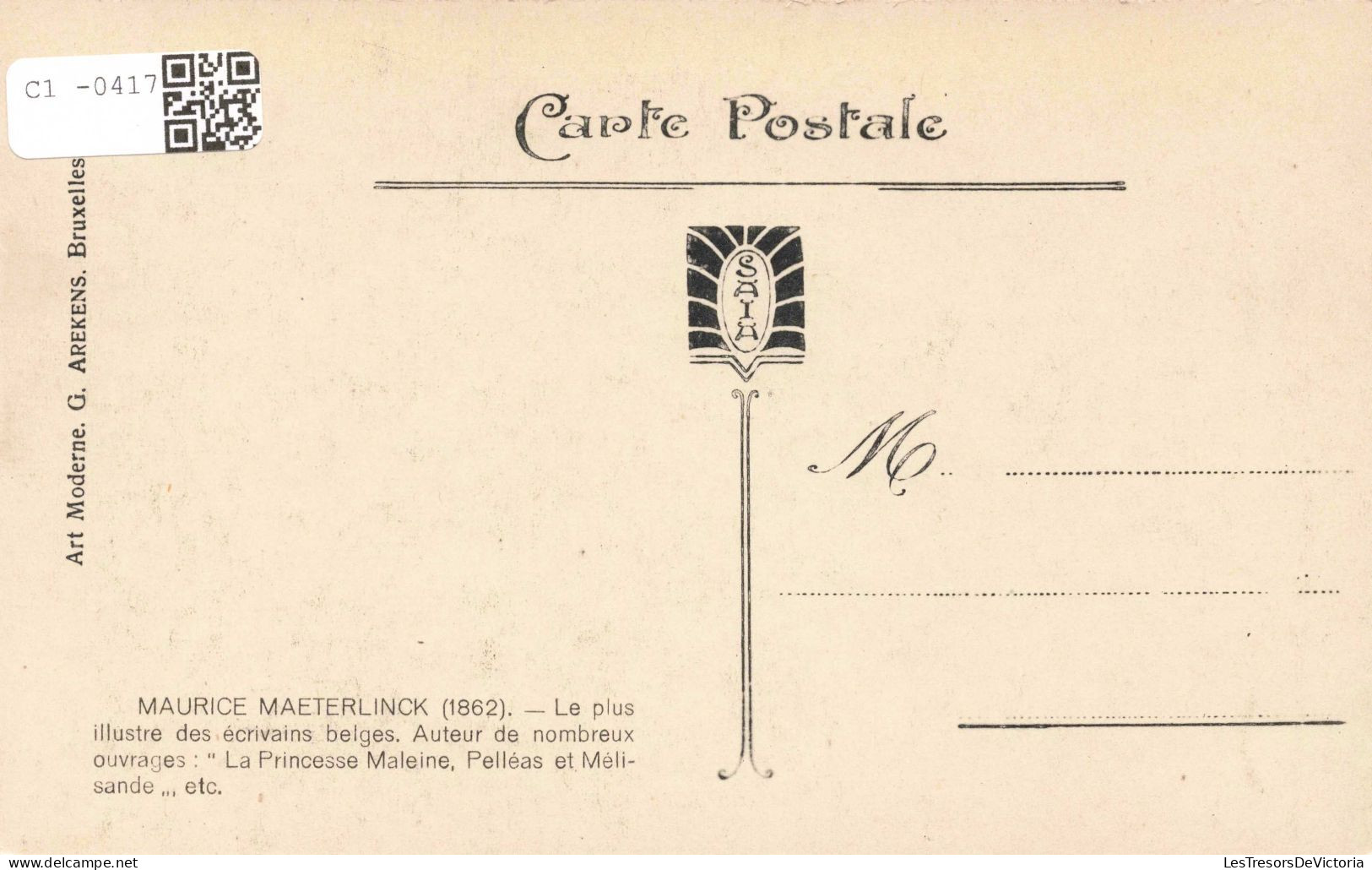 CELEBRITES - Ecrivains Belge - Maurice Maeterlinck - Carte Postale Ancienne - Scrittori
