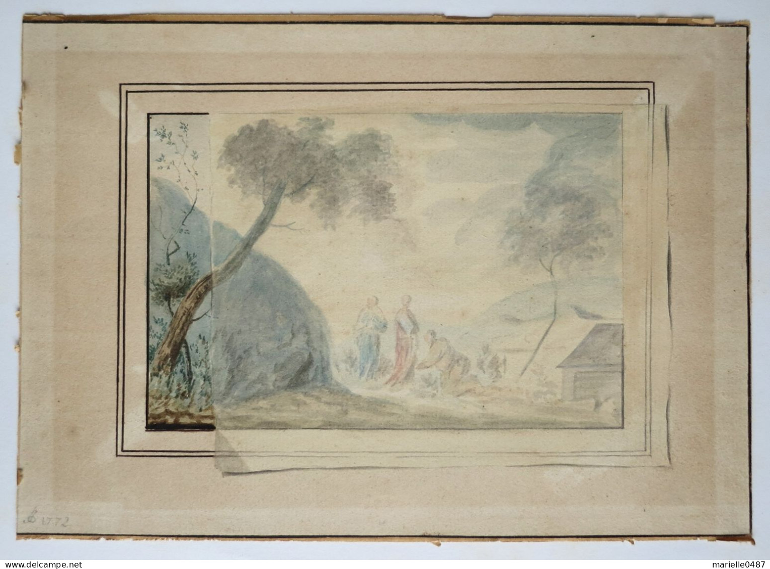 Trompe L'œil. Aquarelle Daté 1772 - Drawings