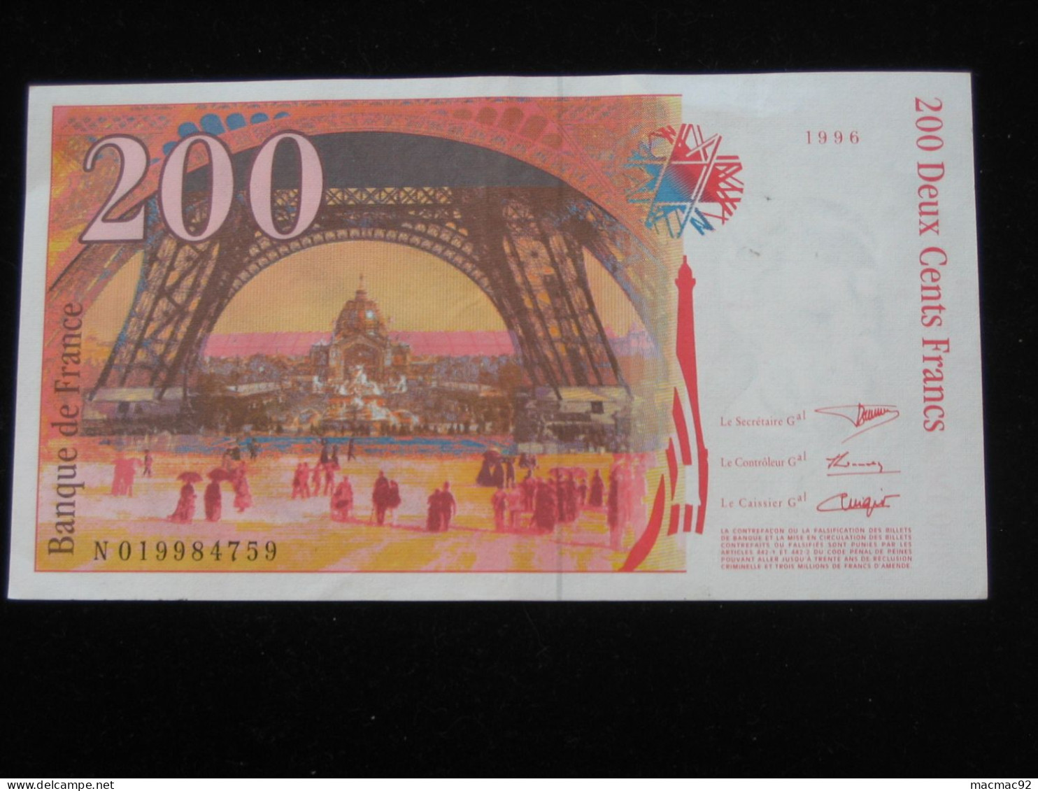 200 Cent Francs - Gustave EIFFEL  1996 - Billet SPL   **** EN ACHAT IMMEDIAT **** - 200 F 1995-1999 ''Eiffel''