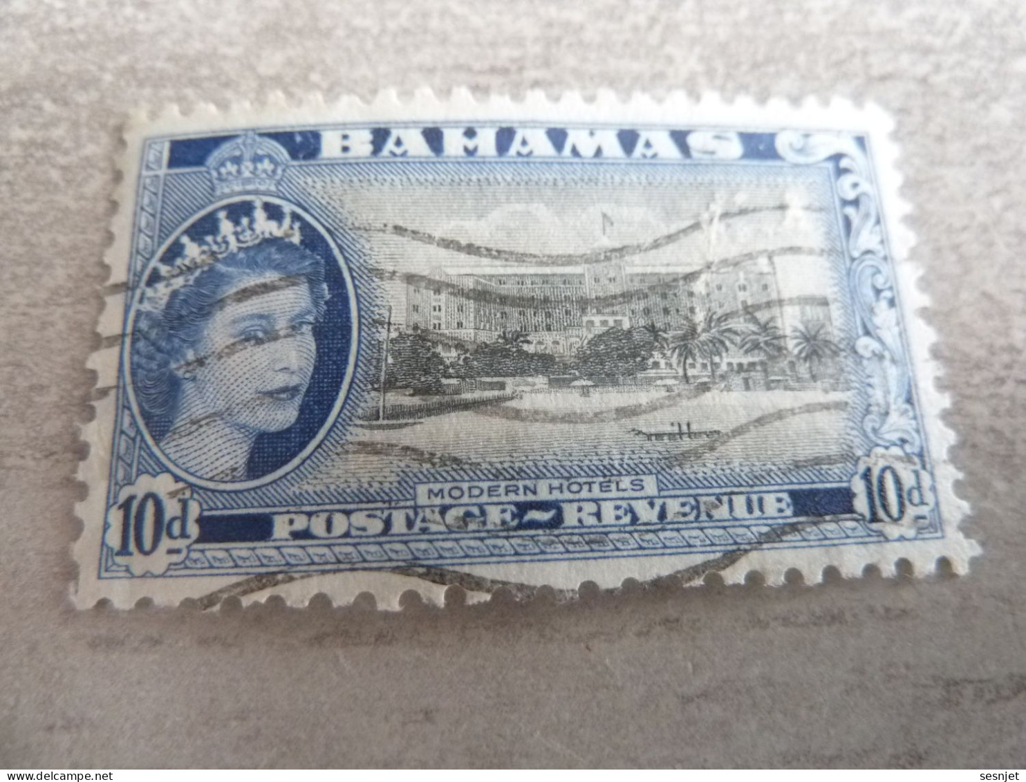 Bahamas - Modern Hôtels - Val 10 D. - Bleu Et Gris - Oblitéré - Année 1954 - - Bahamas (1973-...)