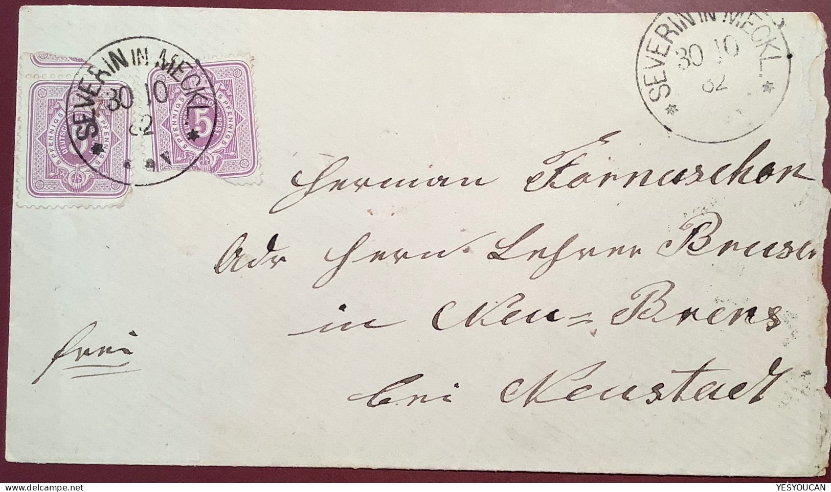 SEVERIN IN MECKL.1882 Seltene Sondertype Brief>Neu Brens Bei Neustadt (Mecklenburg DR Domsühl Ludwigsburg-Parchim - Lettres & Documents