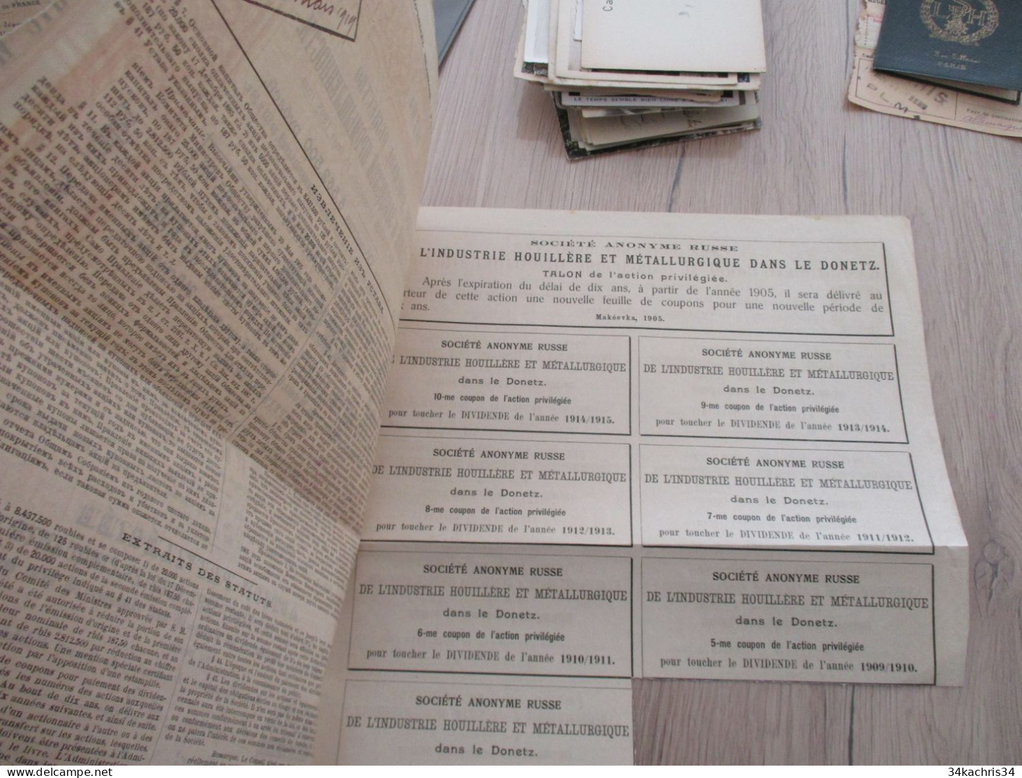 Esto Action Russie Russia 1909société Anonyme De L'industrie Houillère Et Métallurgique Dans Le Dontetz - Russland