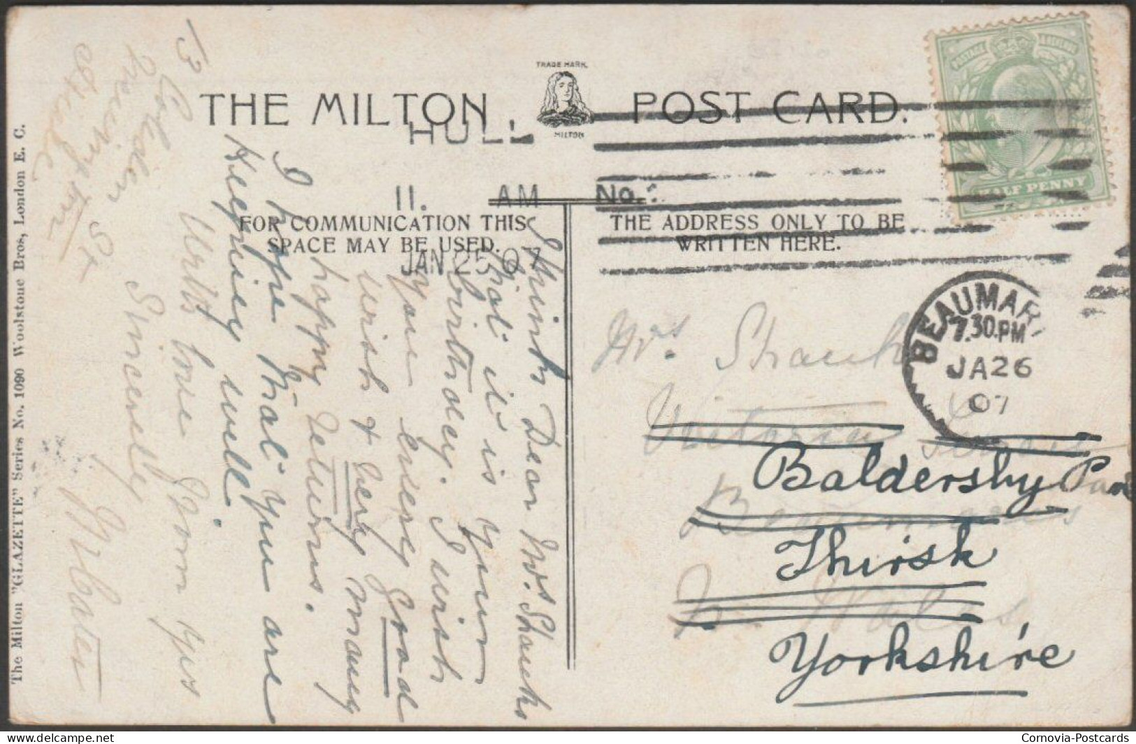 Princes Avenue, Hull, Yorkshire, 1907 - Milton Postcard - Hull