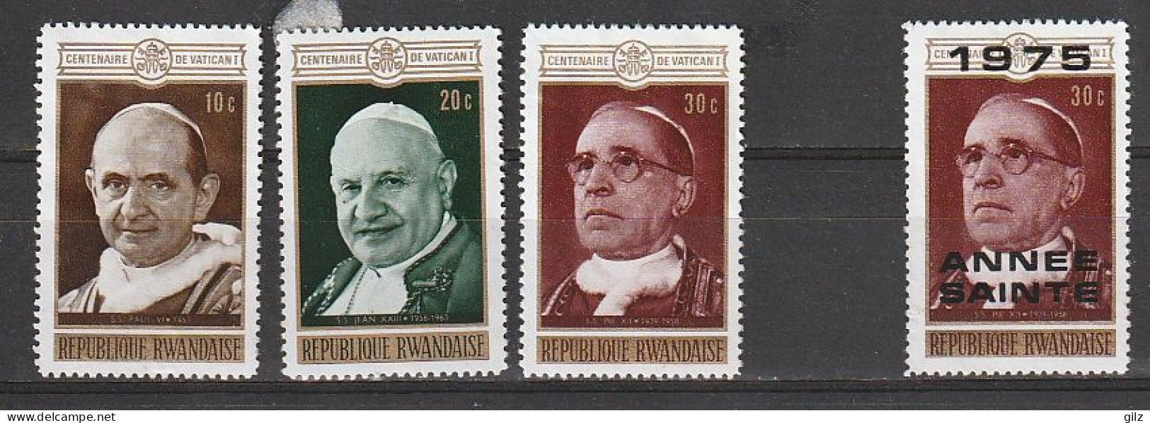Rwanda - Papes - Centenaire Du Concile Vatican I - 1970-75 Neuf** - Oblitérés