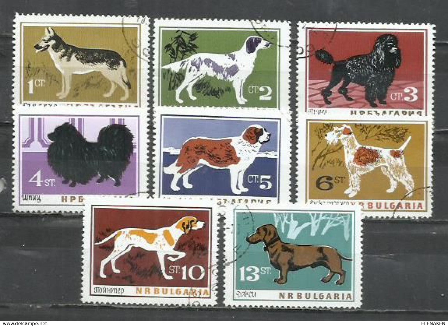 7487G-SERIE COMPLETA BULGARIA 1964 Nº 1262/1269 PERROS CANES - Used Stamps