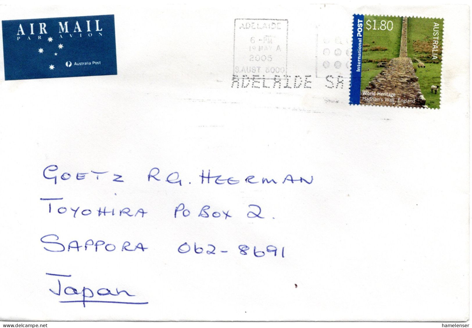 73462 - Australien - 2005 - $1,80 Hadrian's Wall A LpBf ADELAIDE - ... -> Japan - Storia Postale