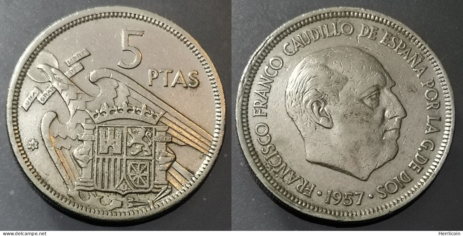 Monnaie Espagne - 1957 (1968) - 5 Pesetas Franco - 5 Pesetas