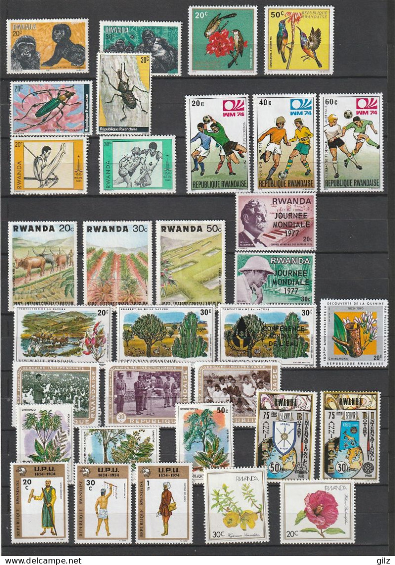 Rwanda Lot De 130 Timbres Thème Divers Neuf** - Collections (sans Albums)