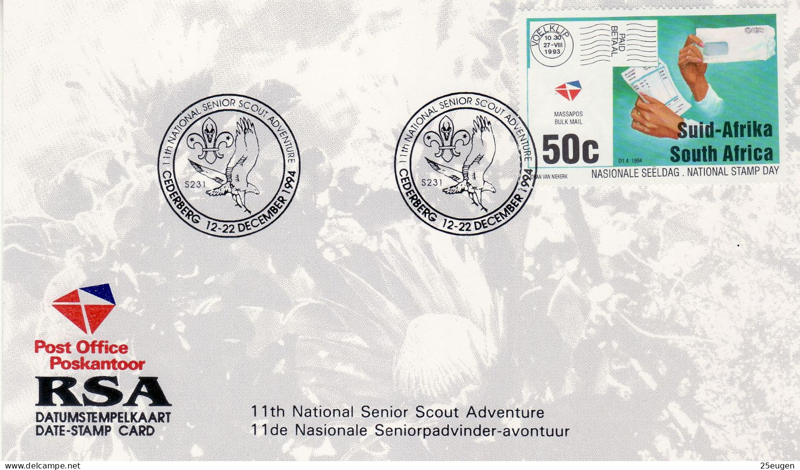 SOUTH AFRICA 1994 NATIONAL SENIOR SCOUT ADVENTURE COMMEMORATIVE CARD - Storia Postale