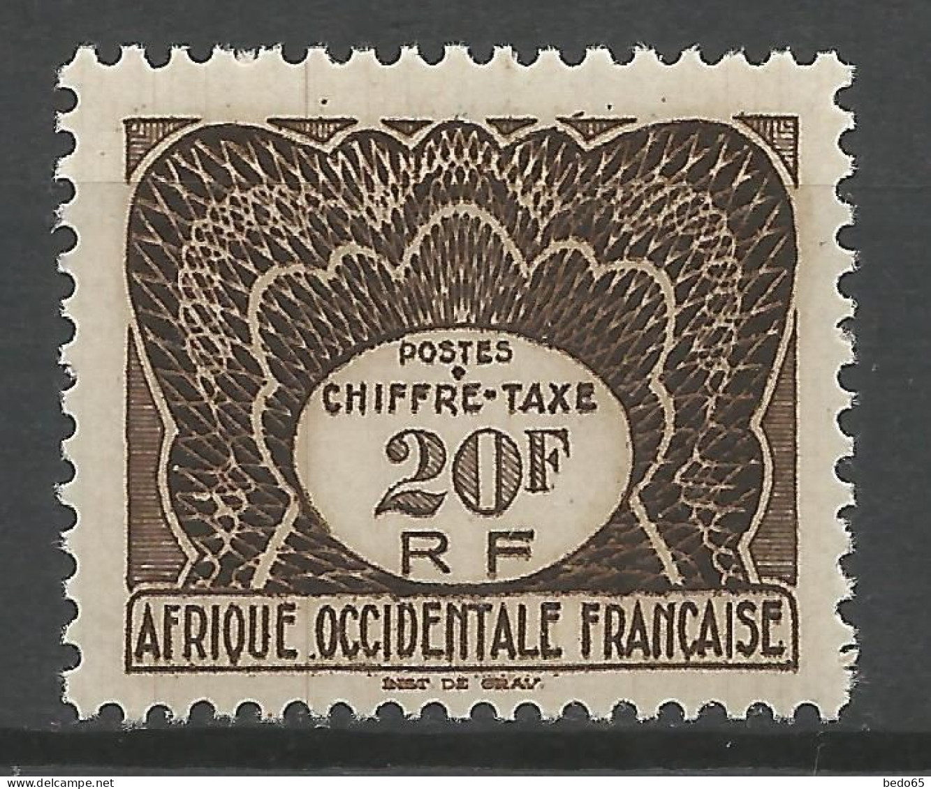 AEF TAXE N° 9 NEUF** LUXE SANS CHARNIERE / Hingeless / MNH - Sonstige & Ohne Zuordnung