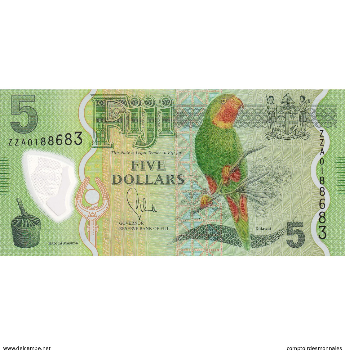 Billet, Fiji, 5 Dollars, 2013, KM:115, NEUF - Fiji