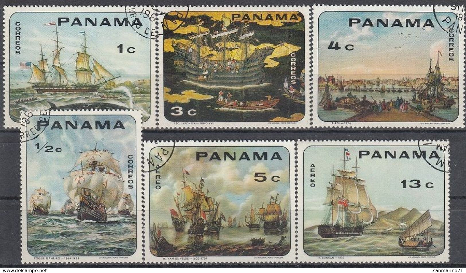 PANAMA 1063-1068,used,falc Hinged,ships - Panama