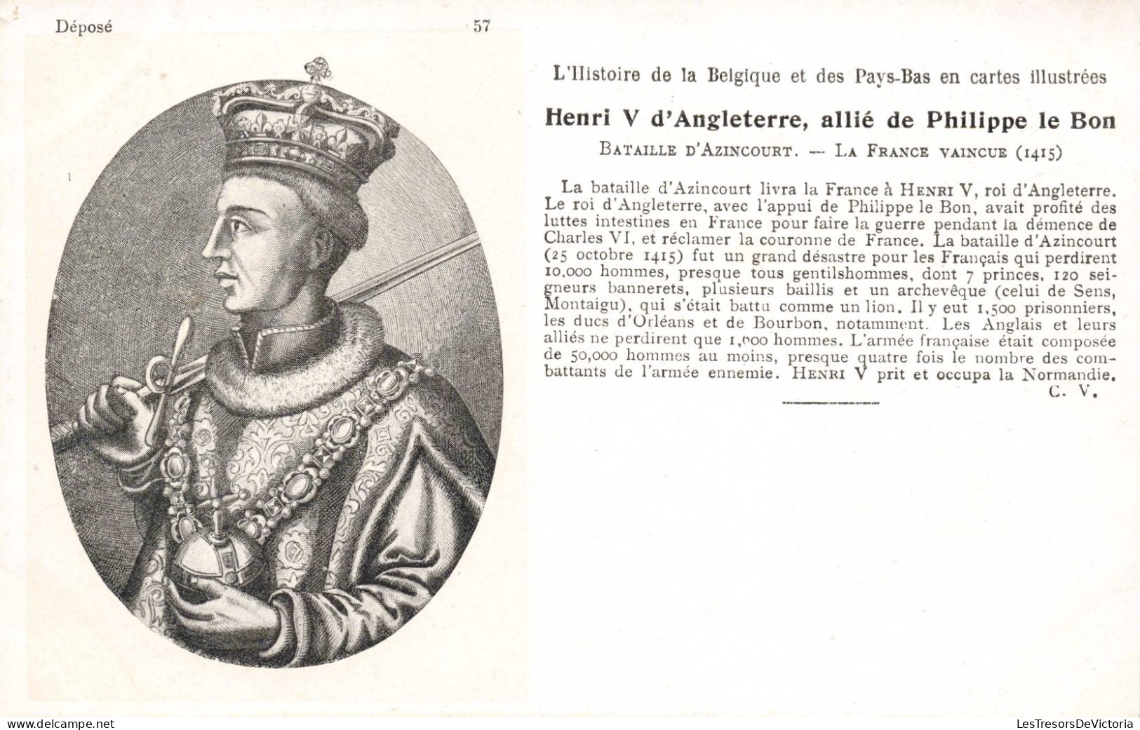 CELEBRITES - Personnages Historiques - Henri V D'Angleterre, Alliée De Philippe Le Bon - Carte Postale Ancienne - Personaggi Storici