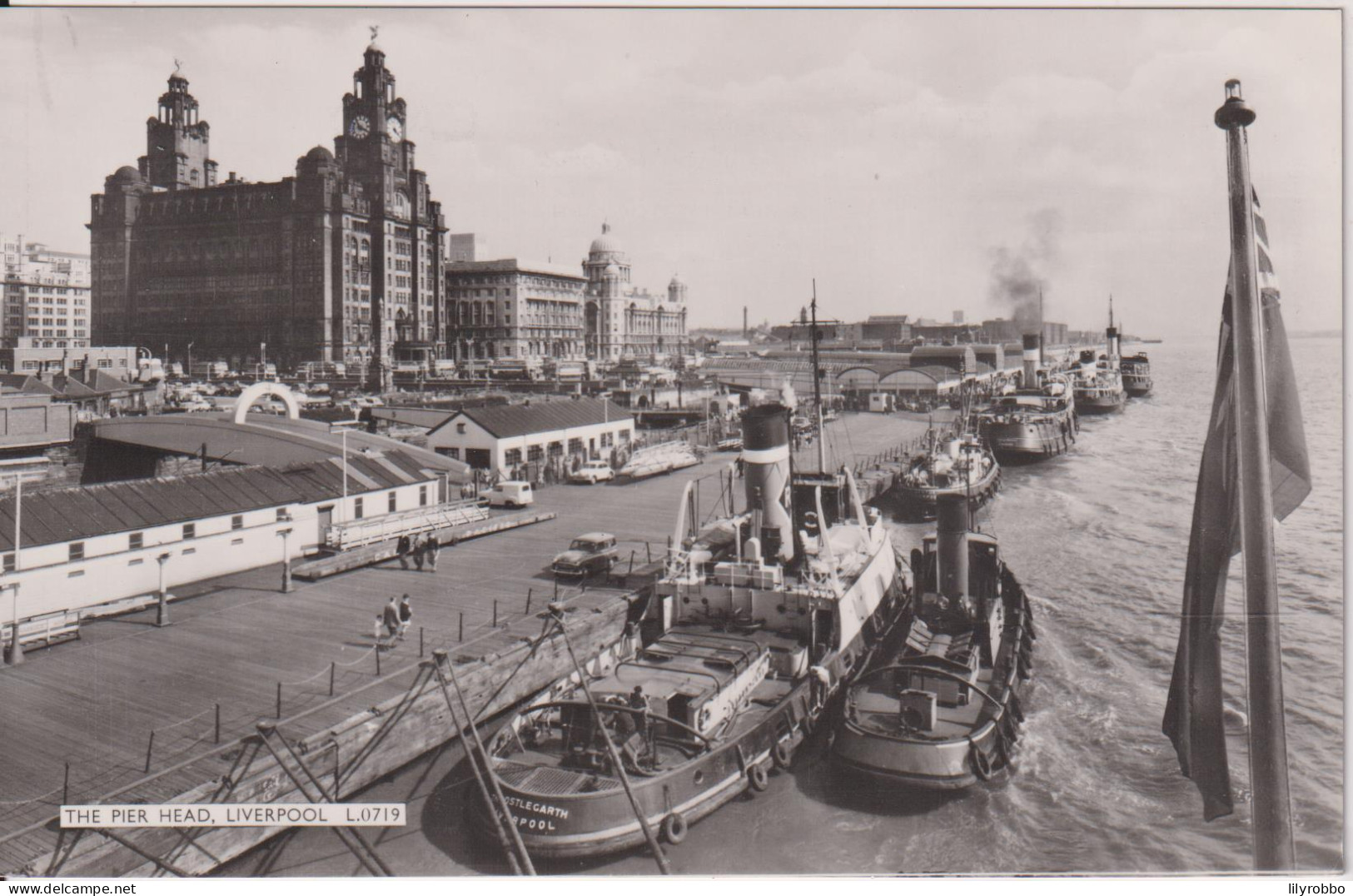 UK - Liverpool - Superb RPPC Of The Pier Head With Ships & Featuring Several Tugboats - Tugboats