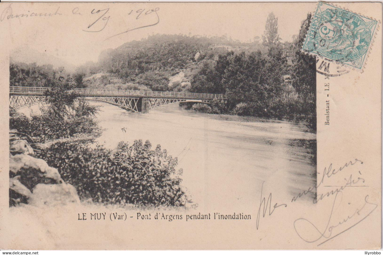 FRANCE - Le Muy _ Pont D'Argens Pendant L'inondatipn - Vignette 1903 0 Good Le Muy Postmark - Le Muy