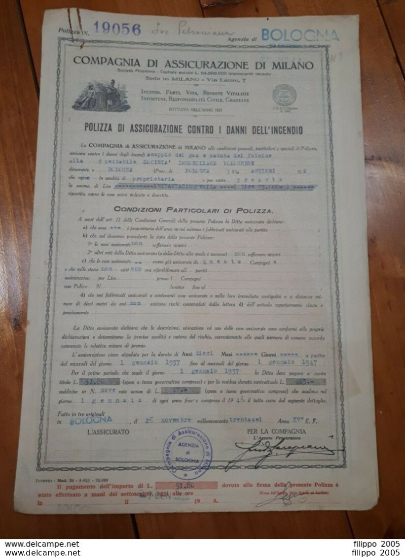 1892/1950 LOTTO DI MODULISTICA POLIZZE ASSICURAZIONE - BOLOGNA ZONE LIMITROFE - Banque & Assurance