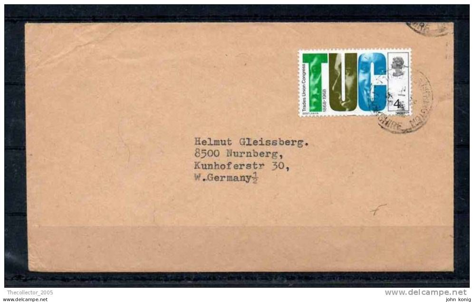 LETTERA COVER LETTER - DA-FROM INGHILTERRA-U.K.-ENGLAND A-TO GERMANIA-GERMANY - 1952-1971 Pre-Decimale Uitgaves