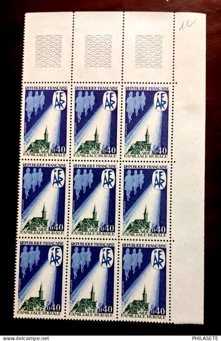 France 1971 Bloc De 9 Timbres Neuf** YV N° 1682 Aide Familiale Rurale - Feuilles Complètes