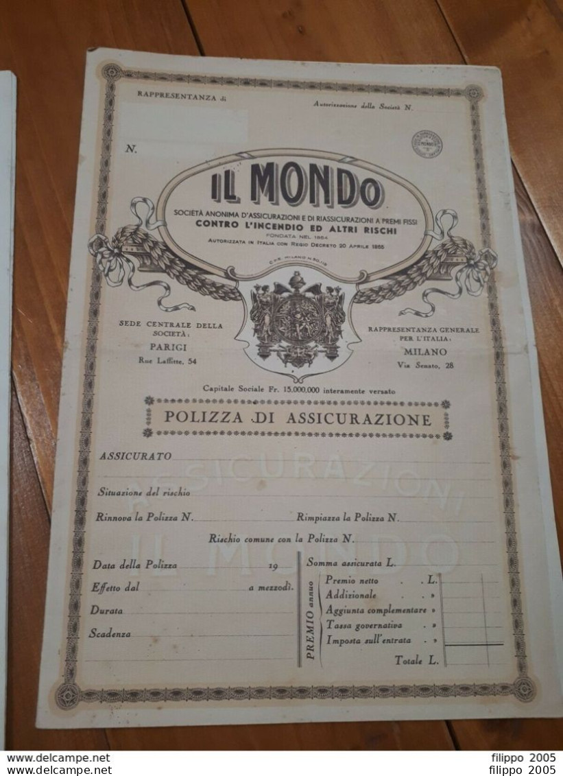 1921/1954 LOTTO VECCHIE POLIZZE ASSICURAZIONE - ROMA FERRARA MANTOVA BIELLA