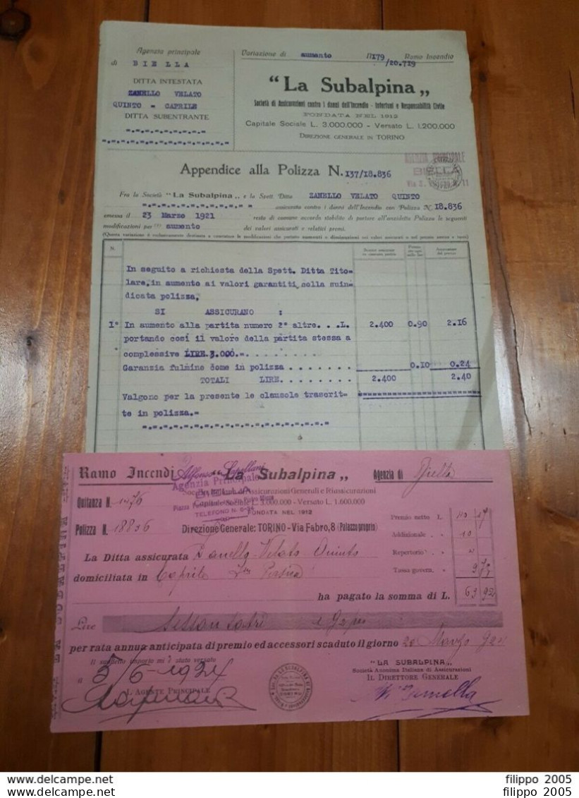 1921/1954 LOTTO VECCHIE POLIZZE ASSICURAZIONE - ROMA FERRARA MANTOVA BIELLA