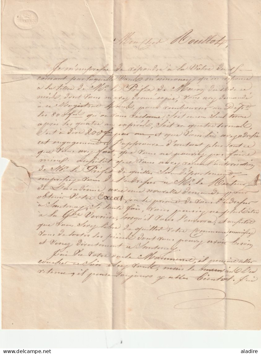 1842 - Lettre Pliée De 2 Pages De CHAGNY, Saône Et Loire Vers AUTUN, Grand Cachet - Facteur Boîtier B Et Décime Rural - 1801-1848: Précurseurs XIX
