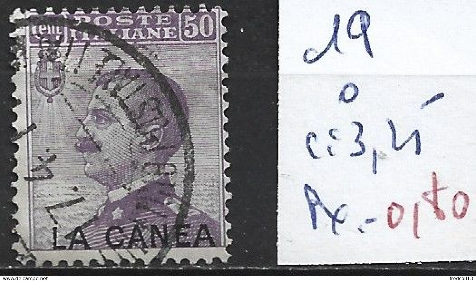 CRETE BUREAU ITALIEN DE LA CANEE 19 Oblitéré Côte 3.25 € - Kreta