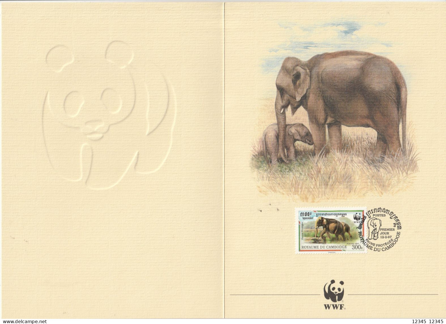 Cambodja 1997, Gestempeld USED, WWF, Malasian Elephant - Cambodge