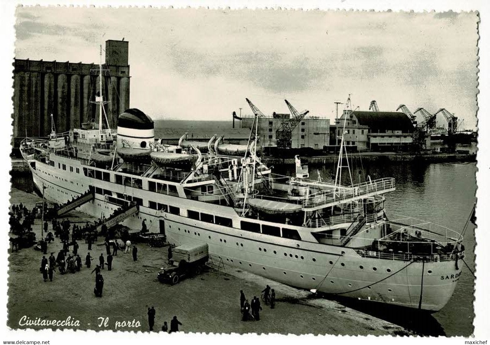 Civitavecchia - Il Porto, Paquebot Sardegna, Animation, Débarquement Des Passagers - Pas Circ, 1955 - Civitavecchia