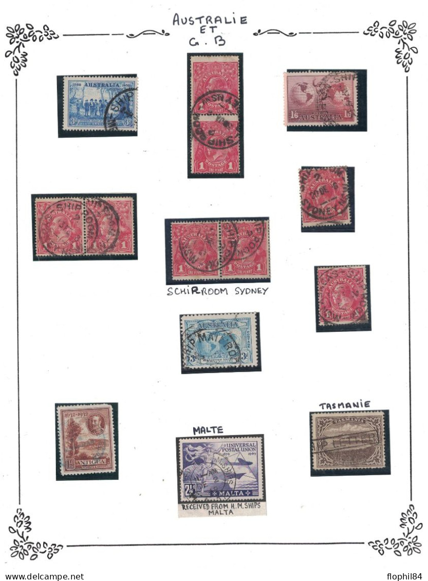 PAQUEBOT - MARITIME - 14 TIMBRES DONT 11 TIMBRES AUSTRALIE - 1 ANTIGUA - 1 MALTE - 1 TASMANIE. - Marcofilia