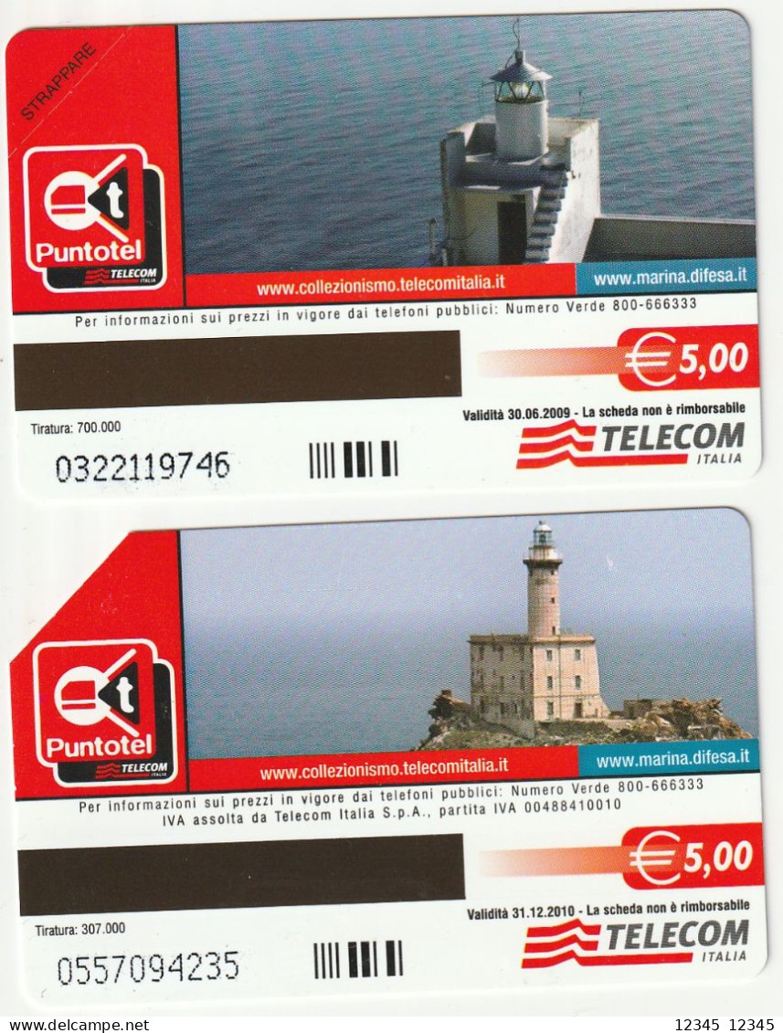 Italië, 2 Telephonecards Lighthouses - Faros