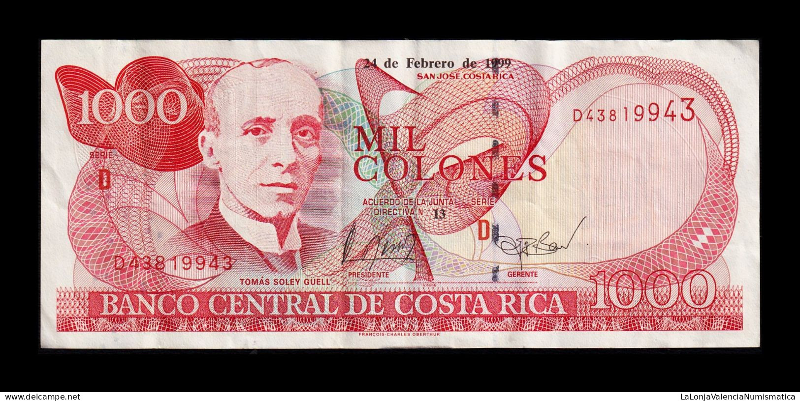 Costa Rica 1000 Colones 1999 Pick 264c Mbc Vf - Costa Rica