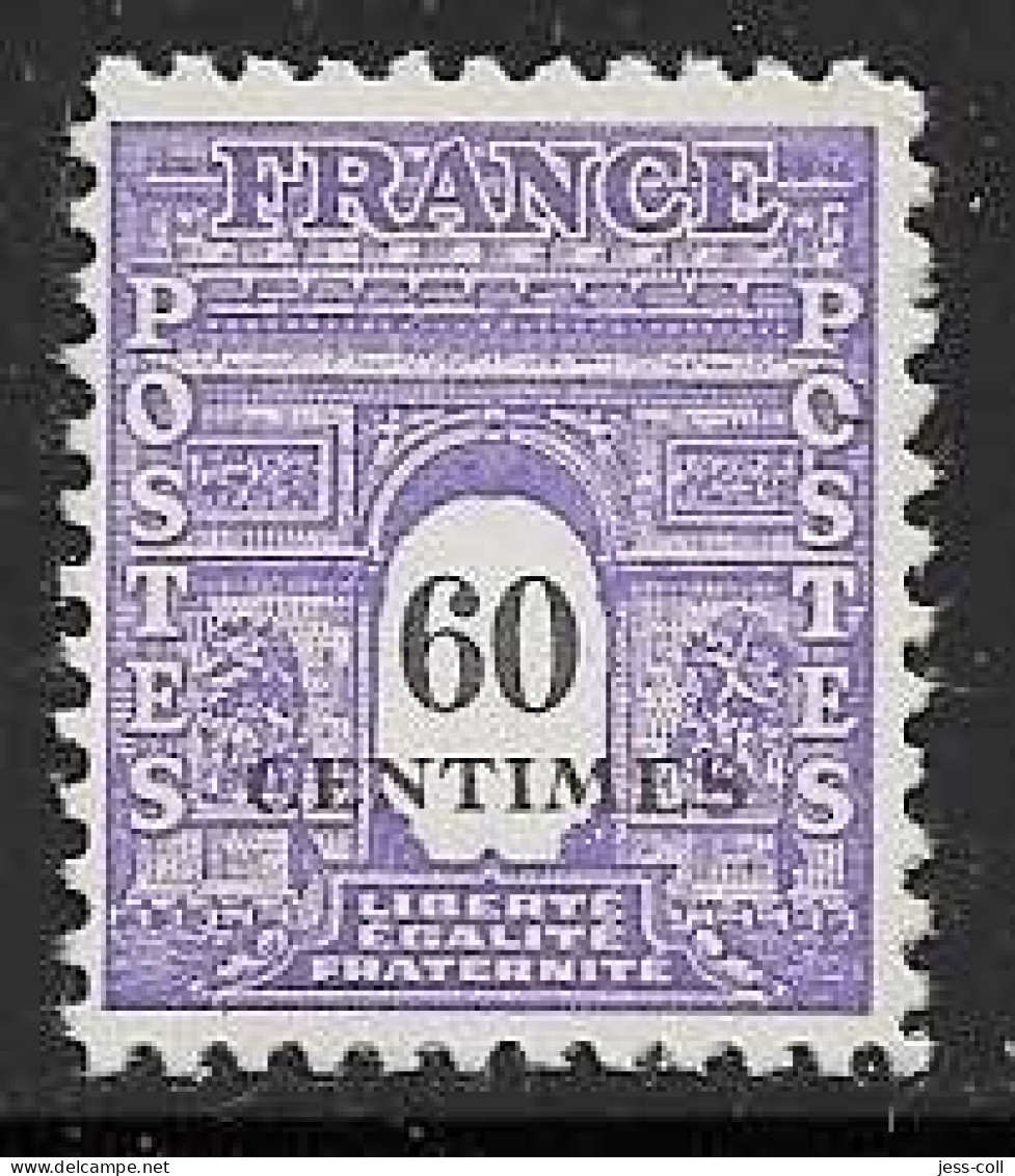 Yvert 705 60 C Violet - ** - 1944-45 Arc Of Triomphe