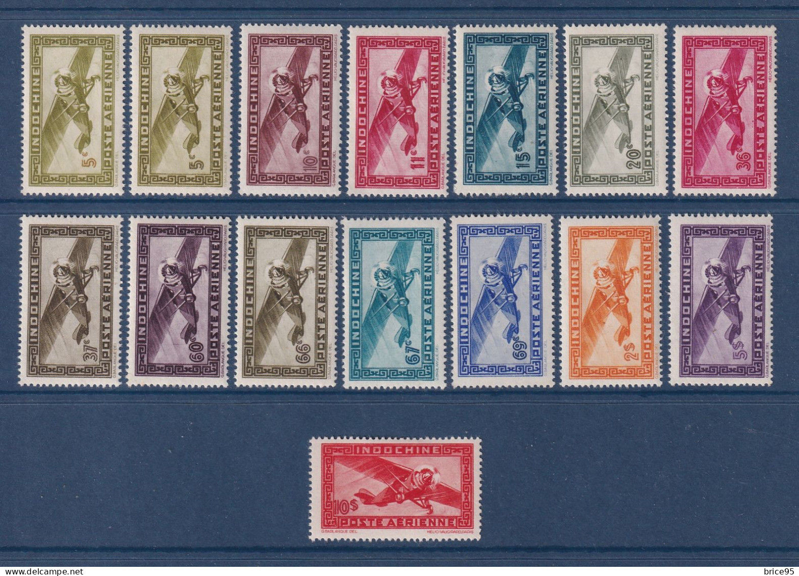 Indochine - YT PA N° 24 à 38 * - Neuf Avec Charnière - Manque 35 - Poste Aérienne - 1942 à 1944 - Airmail