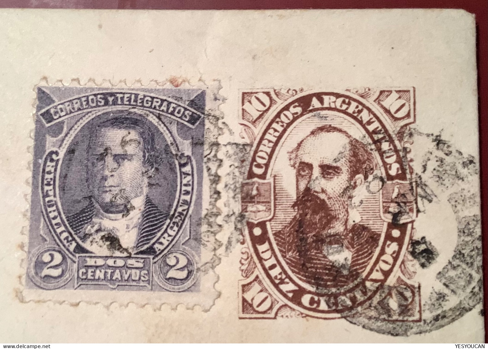 Argentina 1892 Postal Stationery Enveloppe 10c Brown + 2c Violet>Nürnberg,Bayern Via LIGNE J PAQ.FR (cover - Brieven En Documenten