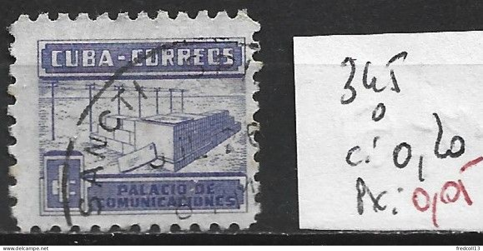 CUBA 345 Oblitéré Côte 0.20 € - Used Stamps