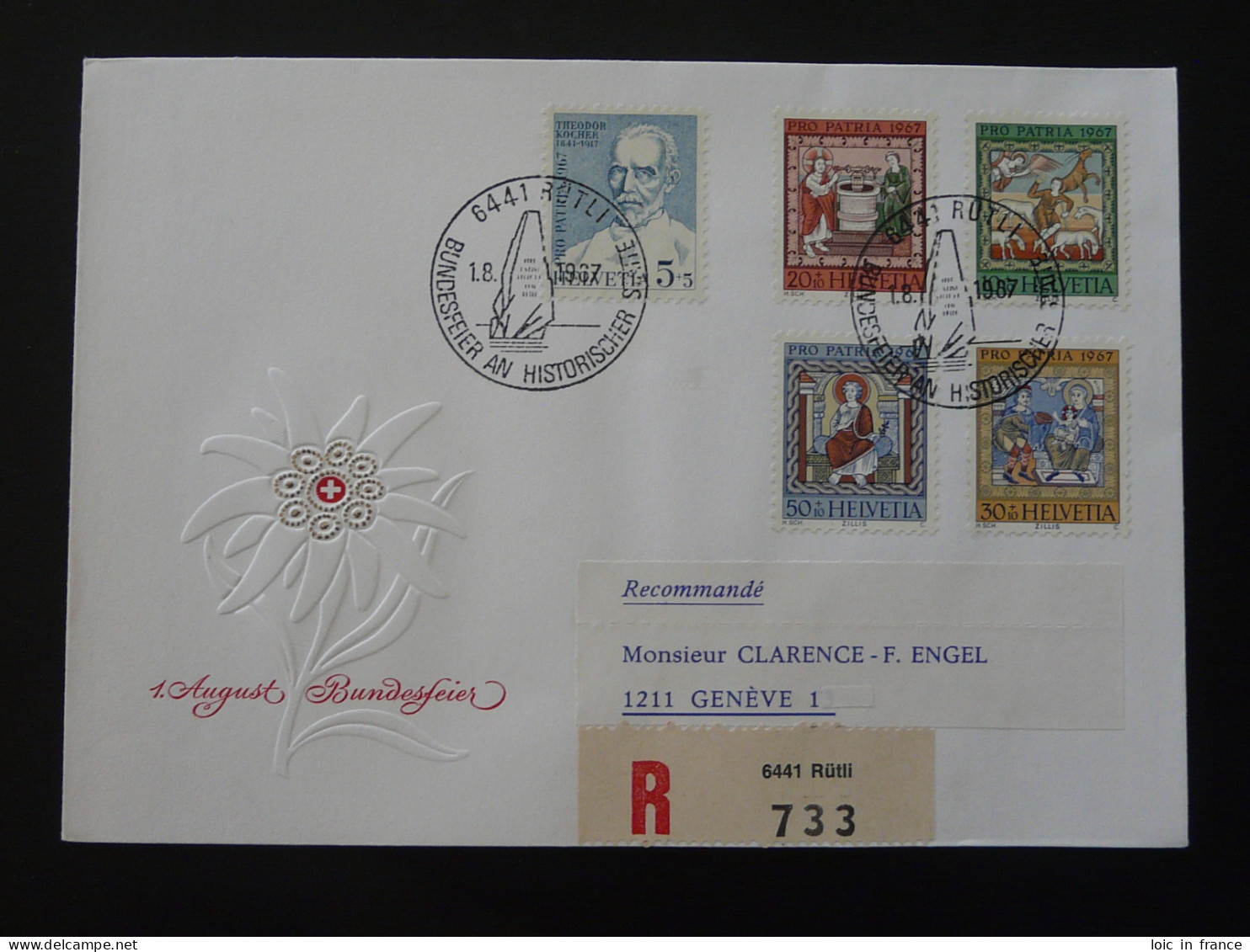 Série Pro Patria Sur Lettre Recommandée Registered Cover Rutli Suisse 1967 - Storia Postale