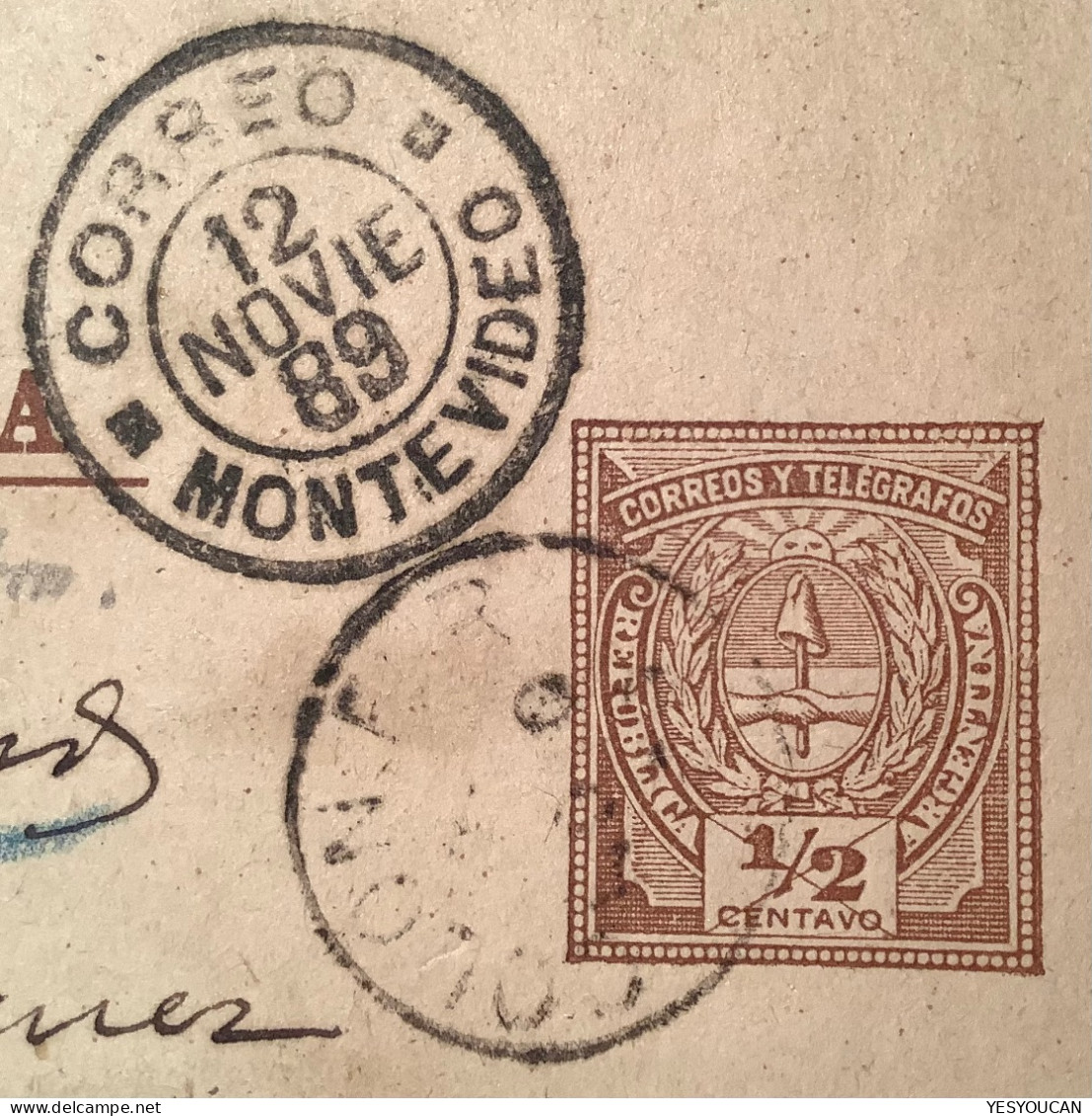 1889 ARGENTINA Postal Stationery Wrapper USED IN URUGUAY Cds MONTEVIDEO>Buenos Aires „BARRACAS AL SUD“ (cover Impressos - Enteros Postales