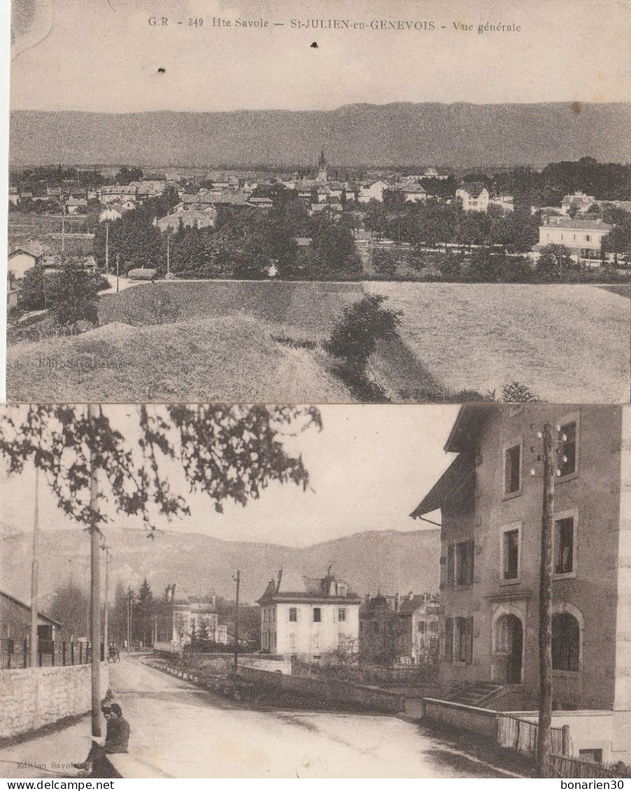 2 CPA 74  SAINT JULIEN EN GENEVOIS RTE D'ANNEMASSE VUE GENERALE - Saint-Julien-en-Genevois