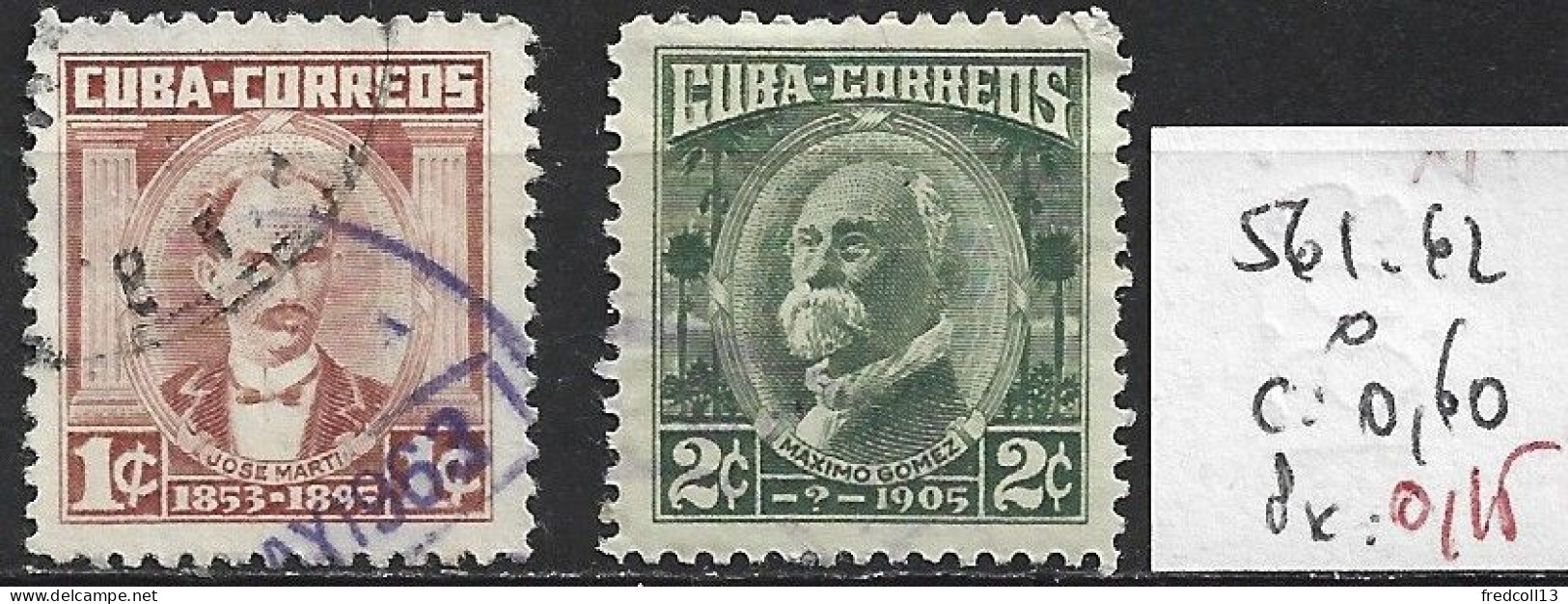 CUBA 561-62 Oblitérés Côte 0.60 € - Gebruikt